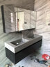 威曼森（WEIMANSEN） 轻奢岩板无缝陶瓷一体定制双盆浴室柜组合简约现代洗手脸池漱台 高级灰(岩板一体无缝陶瓷盆) 1.5米双盆 实拍图