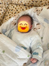 童泰秋冬0-6个月新生儿婴儿宝宝偏开保暖衣连体蝴蝶哈衣棉衣蓝色52cm 实拍图