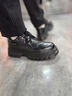 森馬男鞋春季新款英伦商务正装皮鞋男软底结婚新郎伴郎鞋厚底德比鞋男 黑色 42 (260mm) 实拍图