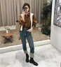 OLDER SEA高腰直筒九分牛仔裤女夏季2025年新款显瘦卷边拼接阔腿烟管裤子女 复古蓝 S 实拍图