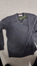 恒源祥100纯羊毛衫男士纯色v领秋冬季商务正装职业工装保暖上班百搭毛衣 中灰 L (175) 实拍图