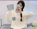 带胸垫新款睡衣女秋季休闲长袖套装棉质简约条纹慵懒风家居服 奶黄色【带胸垫】 L【推荐身高155-160】 实拍图