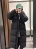 宏资琦羽绒棉服女冬季2024新款加厚中长款棉衣外套宽松过膝长款棉袄超厚 黑色 S （建议85—100斤） 实拍图