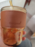 JIDAO COOK新款玻璃杯子咖啡杯ins高颜值水杯带吸管成人大容量带盖牛奶杯 颜色随机(含吸管+杯盖+皮套) 450ML 实拍图