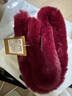 猪小耙（ZHUXIAOPA）平板毛绒围巾仿獭兔毛加厚保暖围脖女秋冬季百搭交叉简约围巾 酒红色 88cm 实拍图
