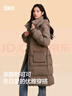 森马（Semir）90绒羽绒服女长款显瘦可拆卸连帽保暖外套冬季黑色三防防寒服 【香芋紫】灰色调（白鸭绒）00422 灰鸭绒 XL 实拍图