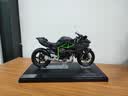 minispaceH2R仿真合金油箱1:12摩托机型送礼摆件收藏车模生日礼物男生 川琦-黑-背景展示盒 实拍图