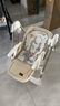 梦选宝宝餐椅婴儿推车0-6岁可坐可躺可折叠多功能便携儿童餐桌椅摇椅 奶白免安装【摇篮+棉垫 +万向轮+双层大餐盘】 实拍图
