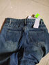 阔腿牛仔裤女春秋冬款2025年爆款梨形身材高腰窄版直筒裤子拖地 蓝灰双扣加绒长裤 XL 【建议120-130斤】 实拍图
