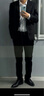 罗蒙 西服男士休闲西装男套装外套修身伴郎新郎结婚商务职业正装衣服 黑色双扣（上衣） 2XL /180【130-145斤】 实拍图