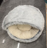 KimPets猫窝四季通用宠物小猫咪屋被子冬季保暖猫狗窝冬天用品封闭式猫床 柔制水晶绒（绅士灰） 柔软包裹 直径50cm，适合20斤内宠物 实拍图