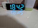 BBA闹钟智能学生镜面led电子时钟桌面床头摆件数字闹铃 黑面蓝字0712 实拍图