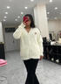 绘诗慧宽松毛衣女慵懒风2024新款韩版秋冬外穿针织外套开衫马海毛女装V 软糯蝴蝶胸针毛衣开衫【奶白】 均码 【建议120斤内】 实拍图