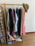 博盈衣帽架挂衣架落地榉木全实木多功能收纳三角衣架卧室衣帽间挂衣服 全榉木单层栅栏款80cm原木色 实拍图