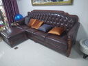 思美琢美式乡村真皮沙发实木牛皮沙发组合欧式古典奢华客厅家具转角沙发 四人位+脚踏 实拍图
