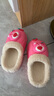 儿童棉拖鞋冬季加绒加厚可拆卸脚套防水防滑儿童男女可爱棉拖鞋 玫红【草莓熊】 26.5 内长16cm，尺码偏小 实拍图