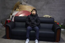 华懿 办公沙发办公室三人位商务接待会客洽谈新中式真皮沙发茶几组合 经典黑【纳帕皮】 三人位（3） 实拍图