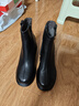 意尔康女靴羊皮粗跟气质通勤及踝靴加绒保暖短靴女 14734W 黑色   37 实拍图