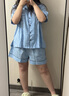 维多利亚的秘密 杨幂田曦薇同款 夏季宅度假天丝绵柔印花凉感睡衣套装女不易皱 93L6蓝LOGO-短袖短裤 M 实拍图