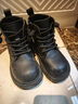 百丽童鞋秋冬儿童靴子女童时尚马丁靴中大童潮流皮靴 黑色30码 实拍图