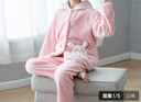 噜噜牛女童睡衣儿童珊瑚绒睡衣宝宝小孩子秋冬中小童保暖家居服套装 虾粉色-67221 100 (6码 建议身高95-105) 实拍图