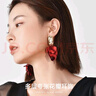 黛若红色耳夹无耳洞女大耳环坠气质个性名媛夸张耳饰高级秋冬新年喜庆 实拍图