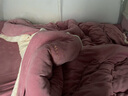 雅鹿牛奶绒四件套冬季加厚保暖珊瑚绒床单被套法兰绒床笠被罩床上用品 繁花-豆沙【双面加绒 适合裸睡】 1.8m 床单款 四件套-被套200*230cm 实拍图
