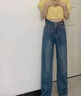萝美酱2025新款牛仔裤女春秋阔腿宽松裤子高腰小个子窄版休闲裤秋冬直筒 复古蓝加长加绒 L 【建议110-123斤】 实拍图