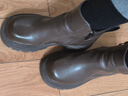 达芙妮英伦风小短靴女高跟加绒厚底粗跟女靴马丁靴4623607022 卡其色 38 实拍图