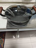 铸彩平底锅煎锅 铸铁加厚加深生铁饼铛无涂层家用水煎包烙饼铛煎锅 木柄双耳煎锅32cm（玻璃盖） 32cm 实拍图