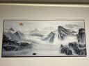新中式客厅沙发背景墙装饰画办公室中国画山水画壁画大气挂画字画 望云楼 高40*长120布纹理面黑框 实拍图