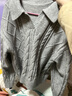 百图betu女装冬季新款毛衣翻领提花宽松休闲舒适毛衣女2410T39 灰色 M 实拍图
