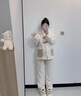 贞喜气 珊瑚绒月子服秋冬款加绒加厚V领产妇哺乳孕妇睡衣孕期喂奶套装女 米白熊XL码（建议120-140斤） 实拍图
