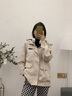 QGF美式复古chic连帽外套女春秋季新款设计感上衣宽松运动冲锋衣夹克 23013-杏色 L 实拍图