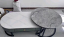 森生林岩板茶几客厅小户型简约轻奢椭圆形可伸缩茶桌 C14-1黑架白箱 雪山白+阿玛尼灰 120cm椭圆茶几+80cm小圆边几 实拍图