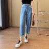 AEMAPE牛仔裤女2025新款撞色女裤春秋夏季薄款潮流翻边裤子女休闲老爹裤 19浅蓝长裤【LE】 M _建议95-115斤 实拍图