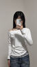 乐卡利蕾丝拼接斜肩长袖T恤女温柔气质纯欲百搭收腰假两件长袖打底衫 白色 M 实拍图