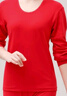 恒源祥中老年人秋衣秋裤女纯棉打底套装妈妈保暖内衣全棉大码宽松棉毛衫 女款圆领【大红】 3XL (180) 实拍图