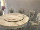 银拱门欧式大理石餐桌椅组合实木餐桌家用圆形简欧小户型法式圆桌带转盘 1.2米 大理石圆桌+4把椅子 实拍图
