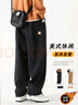 顶峰保罗（Dingfengbaoluo）休闲长裤潮牌宽松直筒裤冬季加绒阔腿工装裤子男HM9901黑色XL 实拍图