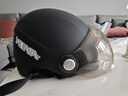 野马（YEMA）3C认证359S电动摩托车头盔男女夏天防晒轻便式半盔电瓶车安全帽 夏季 均码 皮亚黑+咖色短镜 实拍图