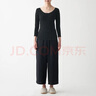 无印良品（MUJI）女式 使用了棉的冬季内衣 U领八分袖T恤 69AD435 秋衣 保暖衣 黑色 L 实拍图