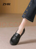 ZHR乐福鞋女春秋真牛皮蝴蝶结单鞋女通勤软底妈妈女鞋 BT37 黑色40 实拍图