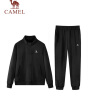 骆驼（CAMEL）运动套装女立领长袖两件套休闲运动服 7C2226L5463 幻影黑 XXL 实拍图