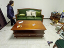 思美琢美式乡村复古实木真皮沙发头层牛皮124组合简美田园风格客厅沙发 四人位+脚踏 实拍图