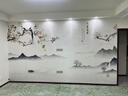 新中式客厅电视背景墙壁布沙发山水影视墙墙布壁纸顺风顺水3d壁画 无缝绒底真丝布 定制 实拍图