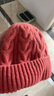 春竹帽子女秋冬百搭潮女堆堆帽毛线帽100%纯羊毛针织帽保暖护耳套头帽 妃红 23*22(CM) 实拍图