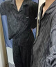 浪莎睡衣男春秋季长袖日系无印风可外穿男士家居服套装 无印黑 3XL 实拍图