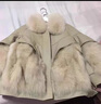 菲洛曼（FEILUOMAN）海宁皮草女装真皮皮毛一体绵羊皮皮衣羽绒服短款狐狸毛领外套韩版 米白色新冬款(加厚不掉毛) S 建议(85-105斤) 不掉毛 实拍图