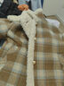 百图betu女装冬季新款短外套羊羔绒翻领复古格纹拼色外套2410T71 咖色格 S （咖色格预售11/27发货） 实拍图